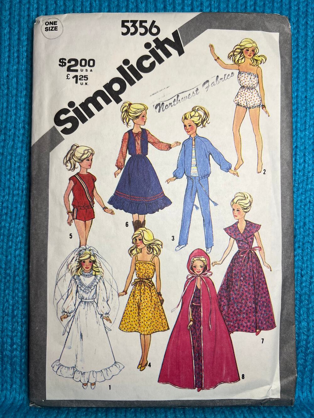 Simplicity 5356 pattern 11.5in doll barbie clothes 1970s
